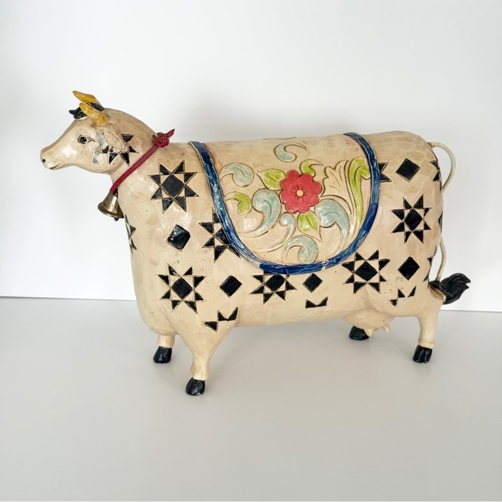 Jim Shore Quilted/Floral Cow Figurine